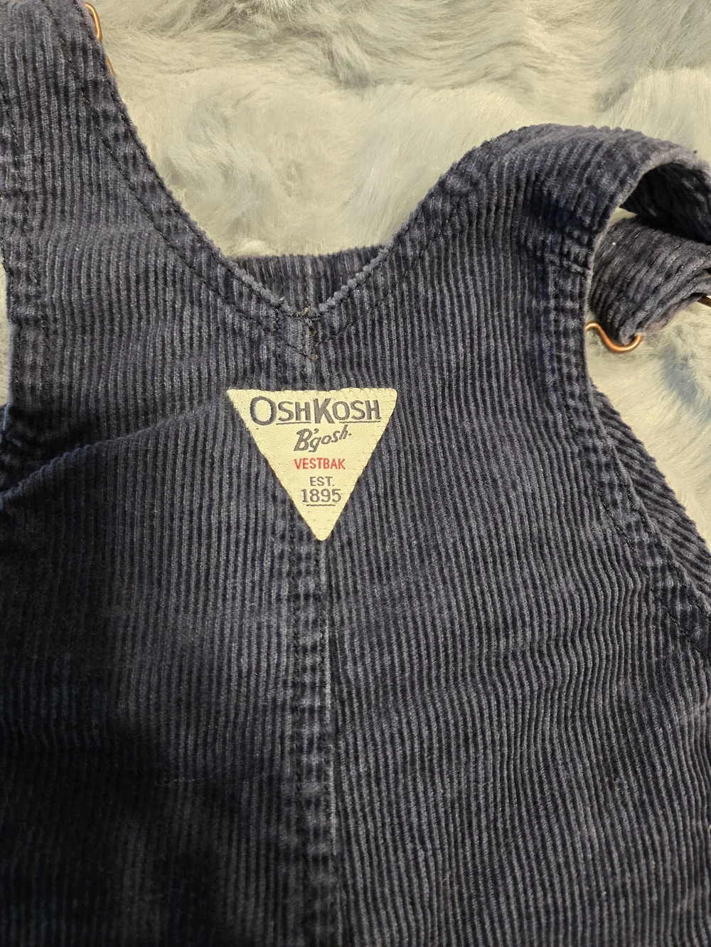 OshKosh B'gosh Navy Corduroy Embroidered Winter Bear Overalls 12M